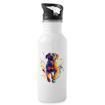 Englischer Mastiff - Trinkflasche mit integriertem Trinkhalm - Weiß - Rechts