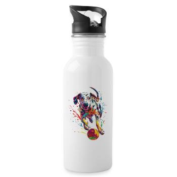 Dalmatiner - Trinkflasche mit integriertem Trinkhalm - Weiß - Rechts