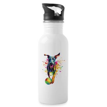 Windhund - Trinkflasche mit integriertem Trinkhalm - Weiß - Rechts