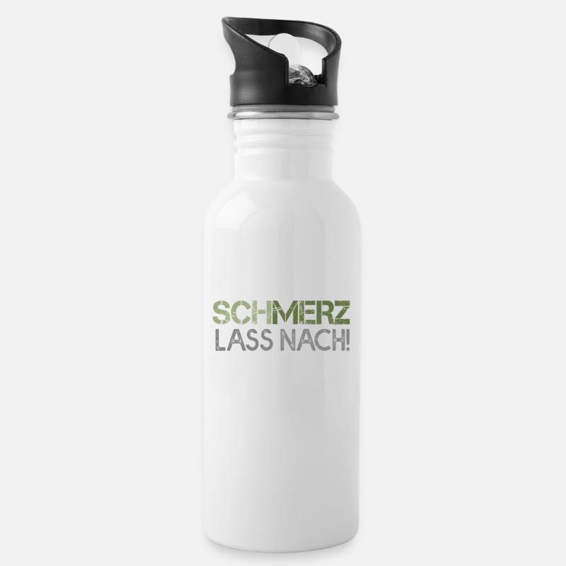 Schmerz lass nach - Trinkflasche mit integriertem Trinkhalm - Weiß