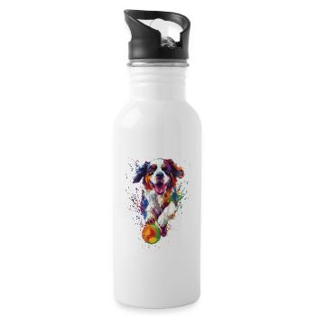 Bernhardiner - Trinkflasche mit integriertem Trinkhalm - Weiß - Rechts