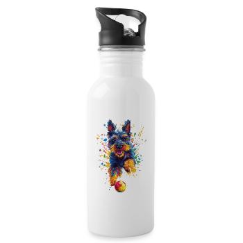 Scottish Terrier - Trinkflasche mit integriertem Trinkhalm - Weiß - Rechts