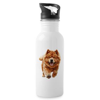 Chow-Chow - Trinkflasche mit integriertem Trinkhalm - Weiß - Rechts