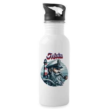 Hamburg Seafarer Captain Pipe Sea North Sea Moin - Water bottle with straw - white - Right