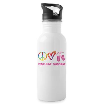 Saxophones Tie Dye Peace Love - Gourde avec paille intégrée - blanc - Droite