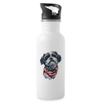 Shih Tzu - Trinkflasche mit integriertem Trinkhalm - Weiß - Rechts