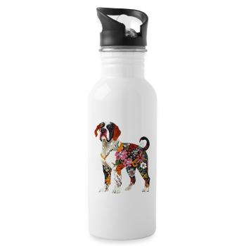 Bernhardiner - Trinkflasche mit integriertem Trinkhalm - Weiß - Rechts