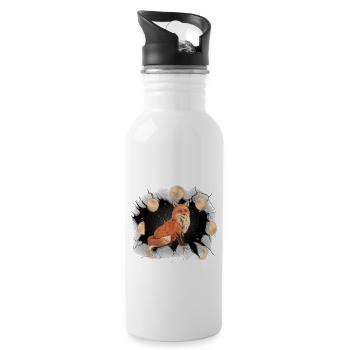 Fox Foxes Mystical Moon Fairy Tale Kids - Water bottle with straw - white - Right