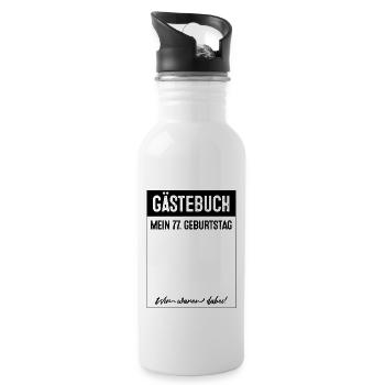 Gästebuch 77 Jahre 77. Geburtstag - Trinkflasche mit integriertem Trinkhalm - Weiß - Rechts