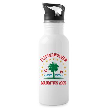 Flitterwochen Mauritius 2025 Hochzeitsreise - Trinkflasche mit integriertem Trinkhalm - Weiß - Rechts