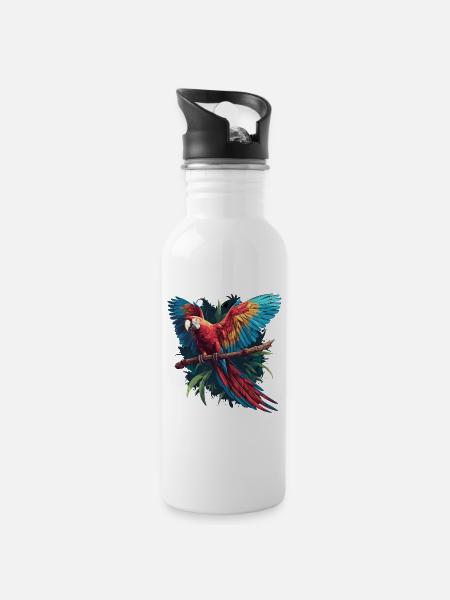 Aras Ara - Trinkflasche mit integriertem Trinkhalm - Weiß