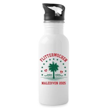 Flitterwochen Malediven 2025 Hochzeitsreise - Trinkflasche mit integriertem Trinkhalm - Weiß - Rechts