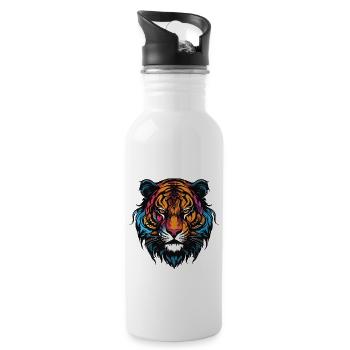 Portrait de tigre - Gourde avec paille intégrée - blanc - Droite