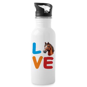 LOVE PFERD - Trinkflasche mit integriertem Trinkhalm - Weiß - Rechts