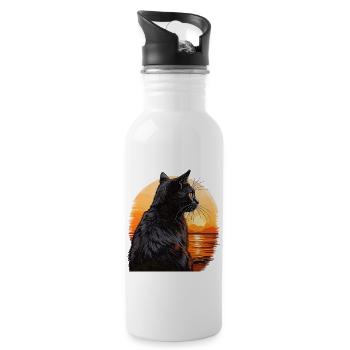 COUCHER DE SOLEIL CHAT - Gourde avec paille intégrée - blanc - Droite