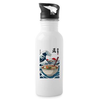 Ramen Ukiyo-E Japanisches Streetwear Retro - Trinkflasche mit integriertem Trinkhalm - Weiß - Rechts
