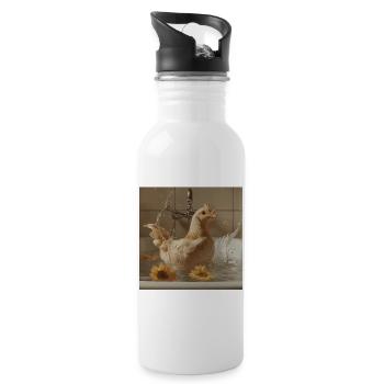 Huhn - Trinkflasche mit integriertem Trinkhalm - Weiß - Rechts