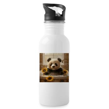 Panda - Trinkflasche mit integriertem Trinkhalm - Weiß - Rechts