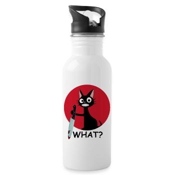 What | Cat, Knife, Cat Love, Animal, Animal Welfare - Water bottle with straw - white - Right