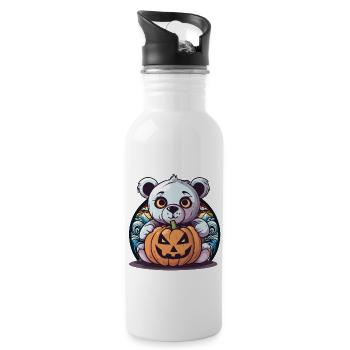 Halloween Enfant Enfants Teddy Citrouille Ours Magique - Gourde avec paille intégrée - blanc - Droite