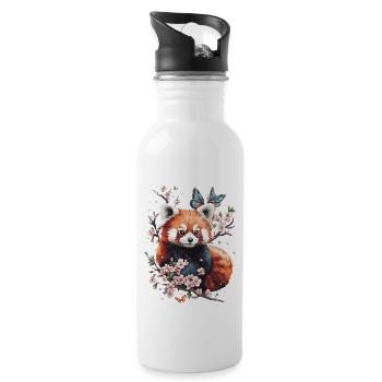 Roter Panda - Trinkflasche mit integriertem Trinkhalm - Weiß - Rechts