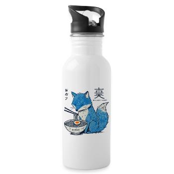 Kitsune Ramen Fuchs Kawaii Japan Streetwear - Trinkflasche mit integriertem Trinkhalm - Weiß - Rechts