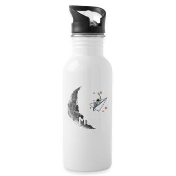 Astronaut fliegt zum Mond Astronaut Fly to the - Trinkflasche mit integriertem Trinkhalm - Weiß - Rechts