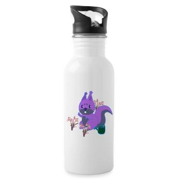 Squirrel Spring Flowers Gardening Flowers - Water bottle with straw - white - Right