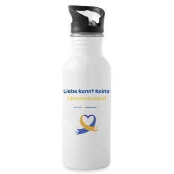 Liebe kennt keine Chromosomen - Trinkflasche mit integriertem Trinkhalm - Weiß - Rechts