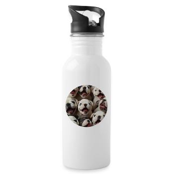 Bulldogge - Trinkflasche mit integriertem Trinkhalm - Weiß - Rechts