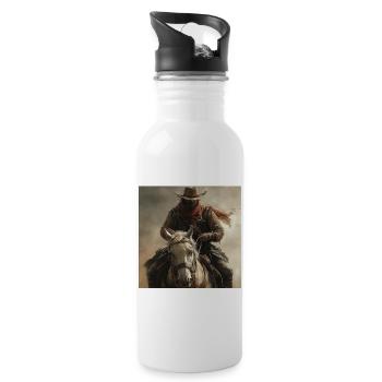 Cowboy - Trinkflasche mit integriertem Trinkhalm - Weiß - Rechts