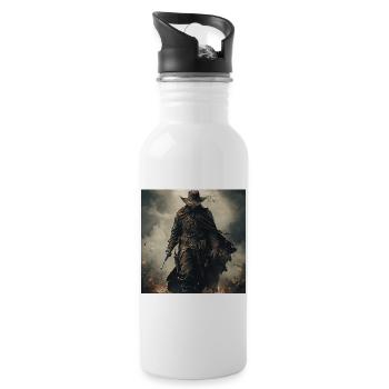 Cowboy - Trinkflasche mit integriertem Trinkhalm - Weiß - Rechts