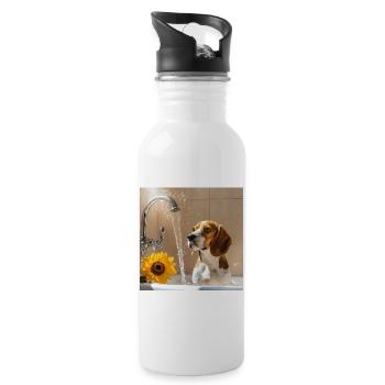 Beagle - Trinkflasche mit integriertem Trinkhalm - Weiß - Rechts