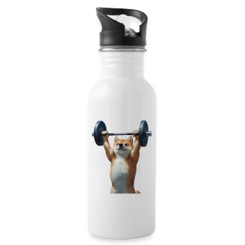 Shiba Inu - Trinkflasche mit integriertem Trinkhalm - Weiß - Rechts