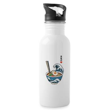 Ramen Ukiyo-e Retro Japanese Aesthetic - Water bottle with straw - white - Right