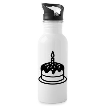 Gateau d'anniversaire - Gourde avec paille intégrée - blanc - Droite