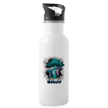 Mystisch Pilze Pilz Waldbewohner Natur - Trinkflasche mit integriertem Trinkhalm - Weiß - Rechts