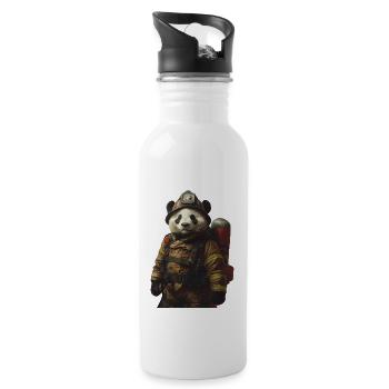 Panda - Trinkflasche mit integriertem Trinkhalm - Weiß - Rechts