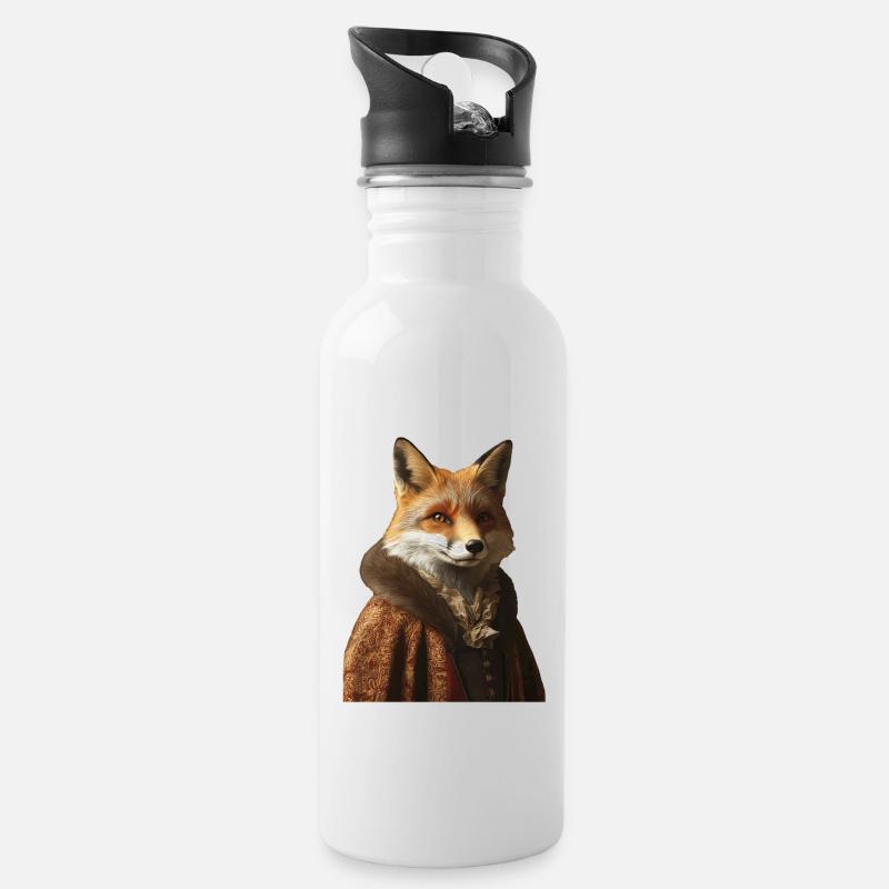 Fuchs - Trinkflasche mit integriertem Trinkhalm - Weiß