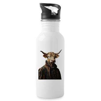Kuh - Trinkflasche mit integriertem Trinkhalm - Weiß - Rechts