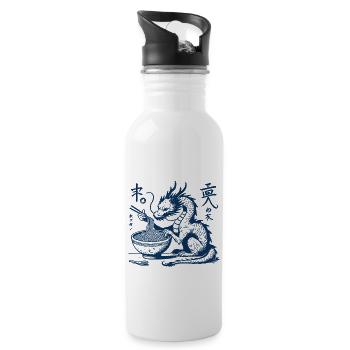 Lustiger Ukiyo-E Ramen Drache Streetwear Retro - Trinkflasche mit integriertem Trinkhalm - Weiß - Rechts