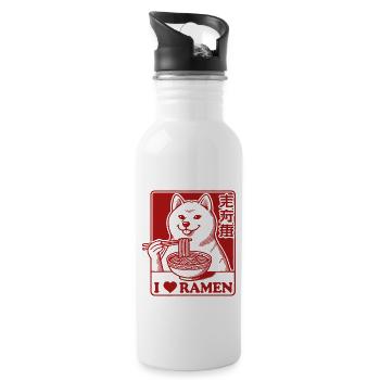 Japanese Streetwear Kawaii Ramen Noodles Love - Water bottle with straw - white - Right