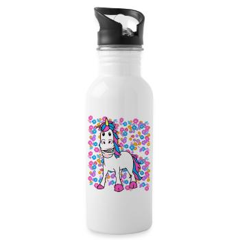 Spring Summer Unicorn Unicorns Kids Child - Water bottle with straw - white - Right