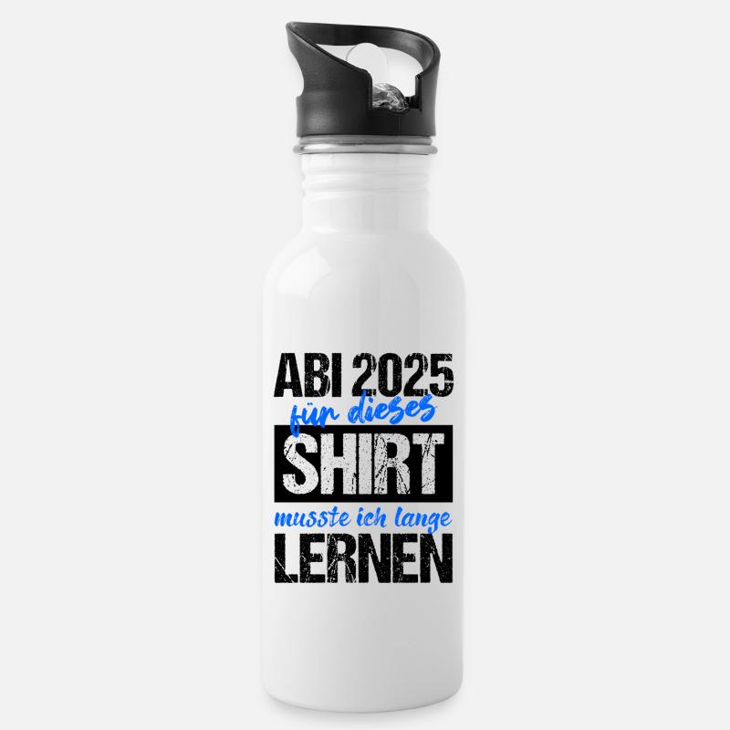 Abi 2025 Gymnasium Abschluss Geschenk Abitur 2025 - Trinkflasche mit integriertem Trinkhalm - Weiß