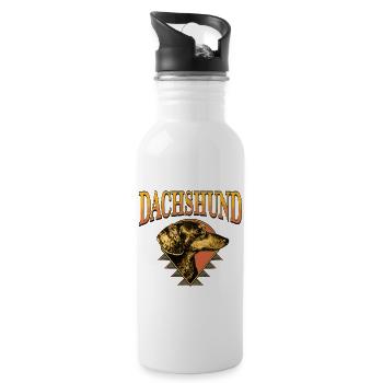 Dachshund – Vintage Dog Portrait - Water bottle with straw - white - Right