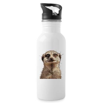 Meerkat Erdmännchen - Trinkflasche mit integriertem Trinkhalm - Weiß - Rechts
