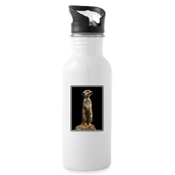 Meerkat Erdmännchen - Trinkflasche mit integriertem Trinkhalm - Weiß - Rechts