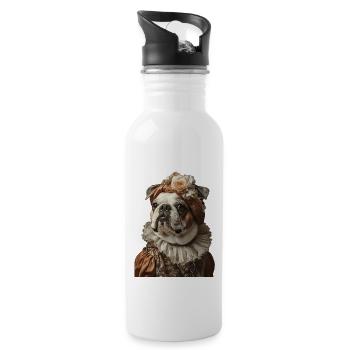 Bulldogge - Trinkflasche mit integriertem Trinkhalm - Weiß - Rechts