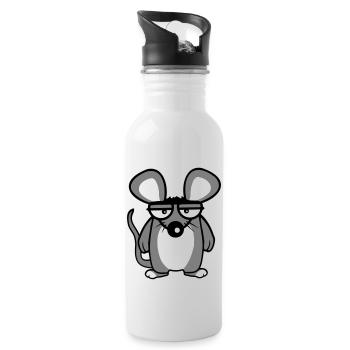 Mouse looks angry angry frustrated angry aggressive - Water bottle with straw - white - Right