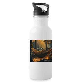 Wasserschwein - Trinkflasche mit integriertem Trinkhalm - Weiß - Rechts